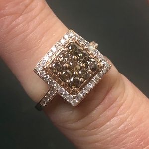 14 Karat Rose Gold White and Chocolate Diamond Ring